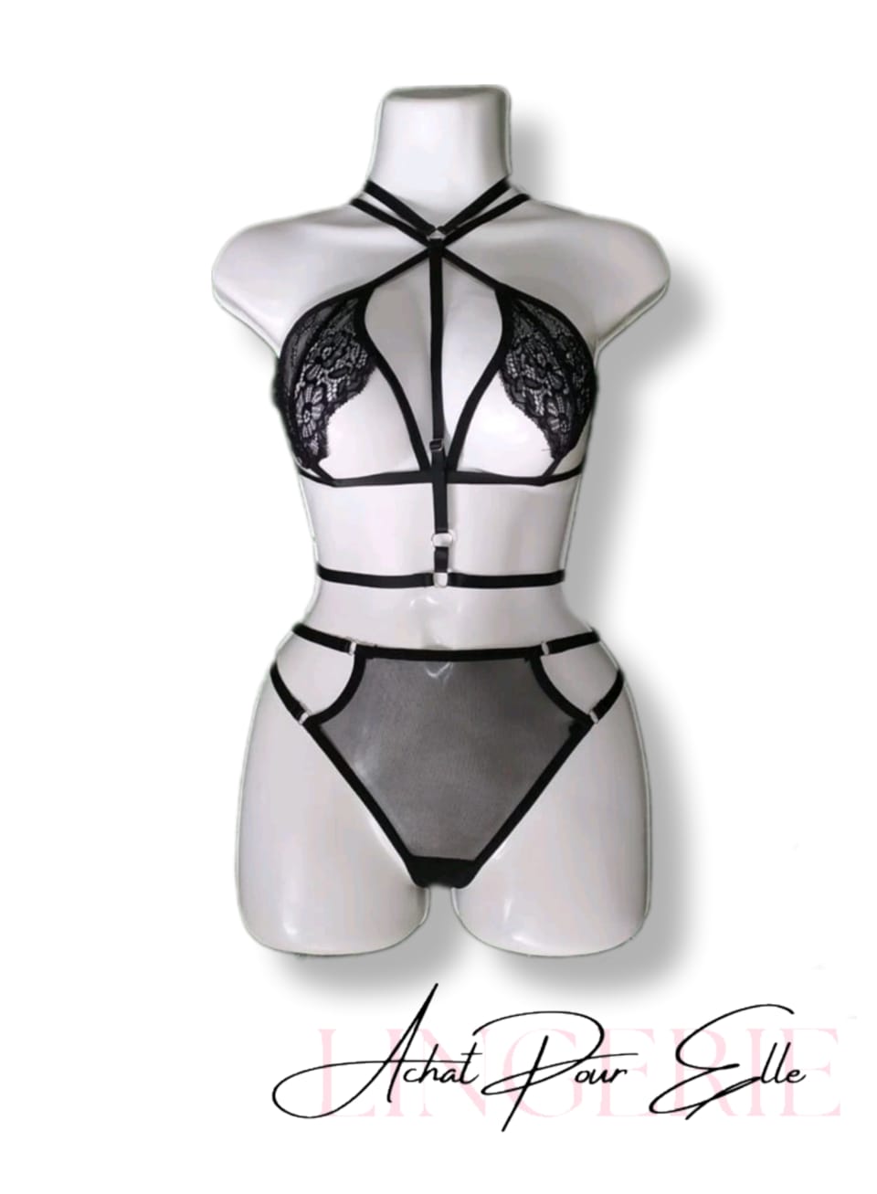Ensemble de lingerie cache tetons avec harnais
